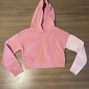 Pink Colorblock Cropped Hoodie